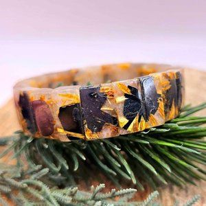 Premium Gold Rutilated Titanium Flower Rectangular Beads Feng Shui Bracelet